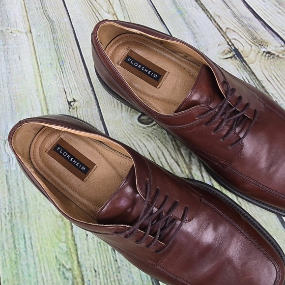 Florsheim Drexel Men's 13W Wide Brown Cognac Oxford Dress Shoes Leather Lace-Up - Picture 8 of 9